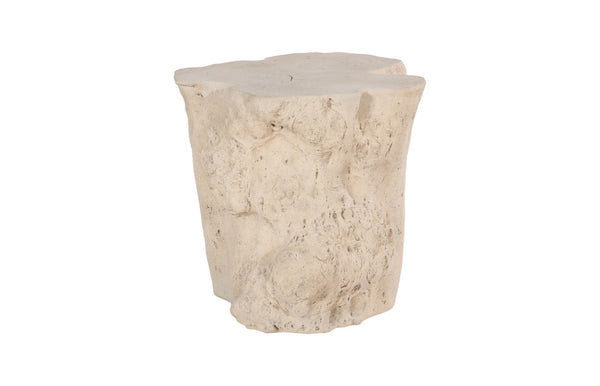 Phillips Collection Log Side Table – Chic Modern Accent Table with Rustic Textures for Living Room or Bedroom Decor Roman Stone PH61360