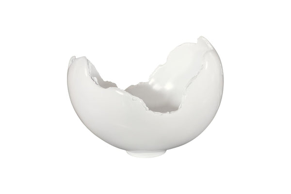 Phillips Collection Burled Bowl - Sculptural Centerpiece with Organic Design and Elegant Bronze Texture for Any Space Glossy White PH62033