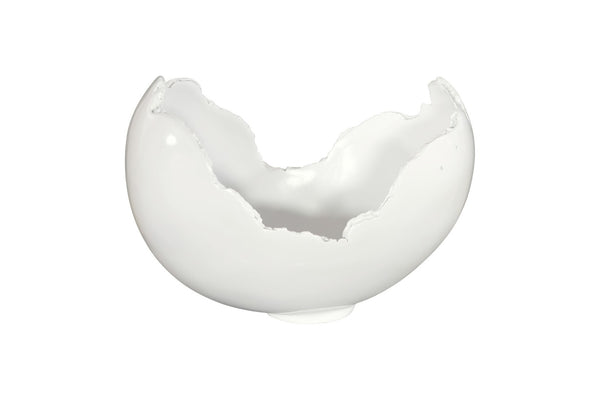 Phillips Collection Burled Bowl - Sculptural Centerpiece with Organic Design and Elegant Bronze Texture for Any Space Glossy White PH62033