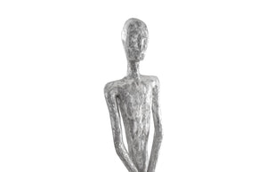 Phillips Collection Lloyd Sculpture - Striking Mid-Century Modern Accent with Textured Finish for Stylish Home Decor Resin, Silver Leaf PH62306