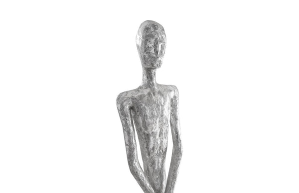 Phillips Collection Lloyd Sculpture - Striking Mid-Century Modern Accent with Textured Finish for Stylish Home Decor Resin, Silver Leaf PH62306