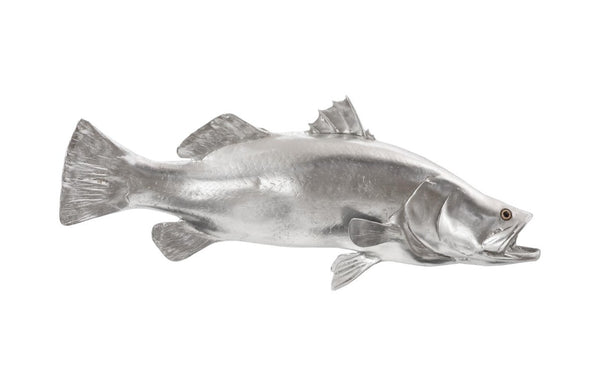 Phillips Collection Barramundi Resin Fish Wall Sculpture with Hand Applied Silver Leaf Coastal Decor PH62414