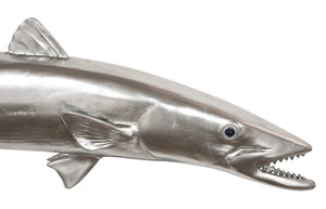 Phillips Collection Barracuda Fish Wall Sculpture - Striking Coastal Art with Modern Elegance for Any Interior Space Resin, Silver Leaf PH62415