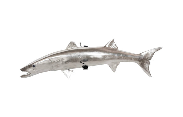 Phillips Collection Barracuda Fish Wall Sculpture - Striking Coastal Art with Modern Elegance for Any Interior Space Resin, Silver Leaf PH62415
