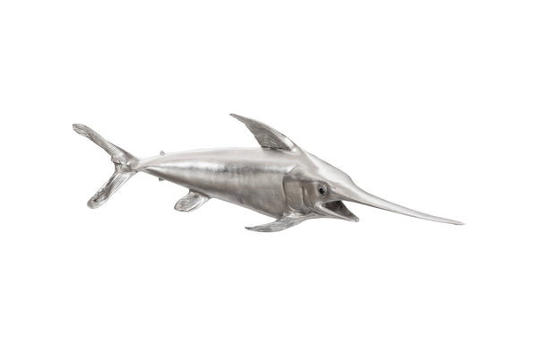 Phillips Collection Broadbill Swordfish Wall Sculpture – Elegant Oceanic Décor Adding Modern Style to Any Space Resin, Silver Leaf PH62416