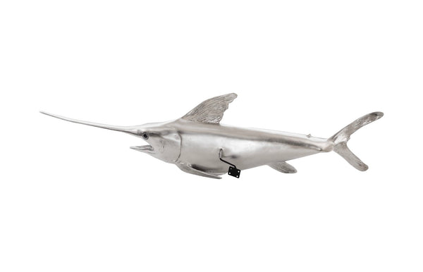 Phillips Collection Broadbill Swordfish Wall Sculpture – Elegant Oceanic Décor Adding Modern Style to Any Space Resin, Silver Leaf PH62416