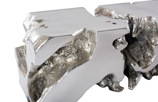 Phillips Collection Freeform Bench - Sculptural Seating Inspired by Nature for Modern Interiors and Rustic Spaces Silver Leaf PH62419