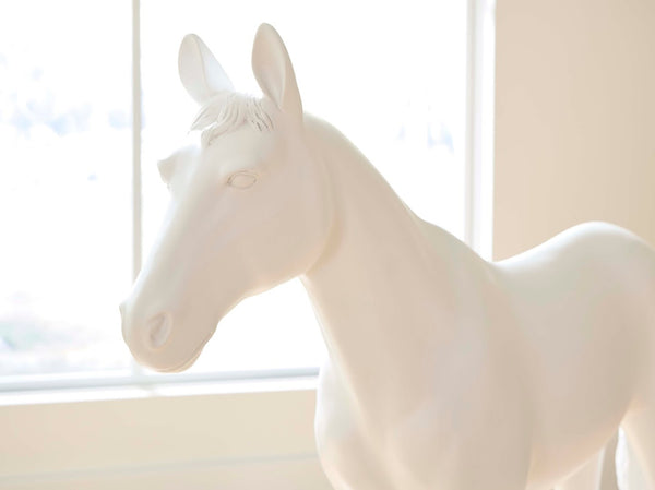 Phillips Collection Horse Sculpture - Elegant Glossy White Standing Art Piece for Modern Home Decor & Gallery Displays PH63328