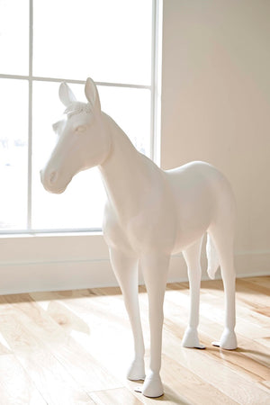 Phillips Collection Horse Sculpture - Elegant Glossy White Standing Art Piece for Modern Home Decor & Gallery Displays PH63328