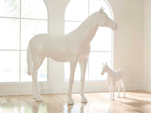 Phillips Collection Horse Sculpture - Elegant Glossy White Standing Art Piece for Modern Home Decor & Gallery Displays PH63328