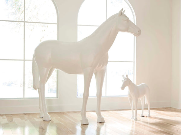 Phillips Collection Horse Sculpture - Elegant Glossy White Standing Art Piece for Modern Home Decor & Gallery Displays PH63328
