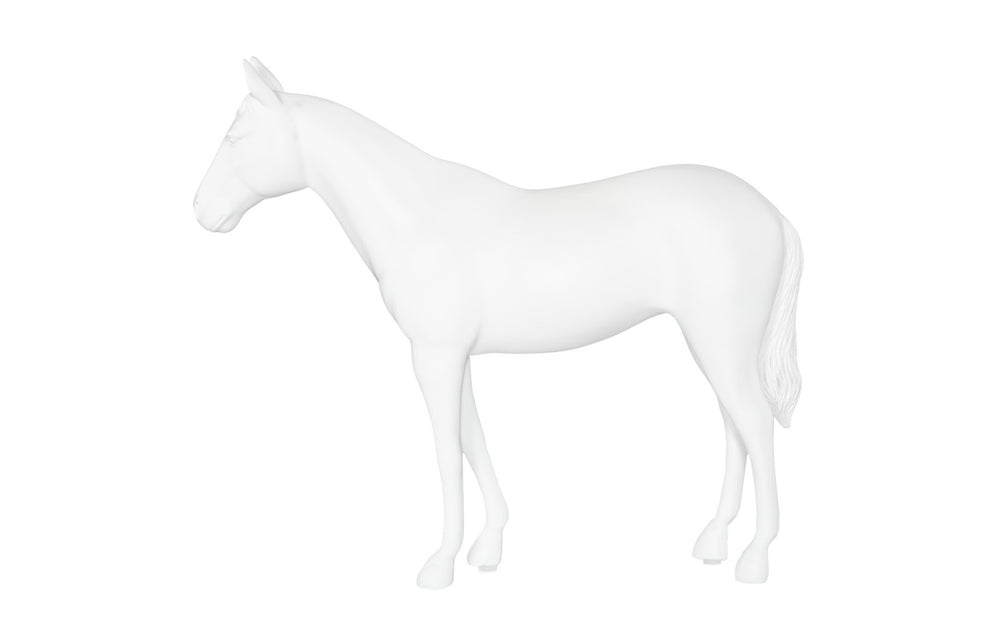 Phillips Collection Horse Sculpture - Elegant Glossy White Standing Art Piece for Modern Home Decor & Gallery Displays PH63328