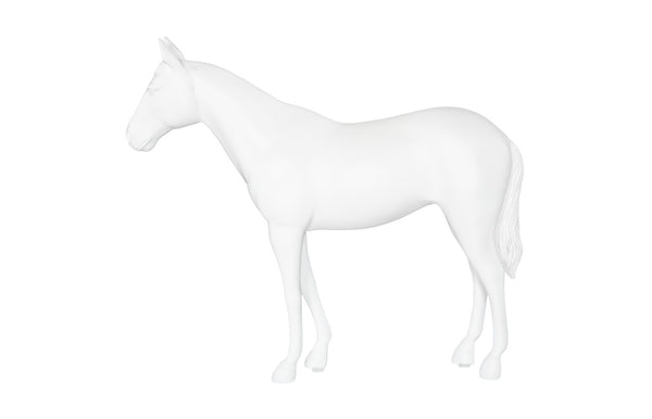 Phillips Collection Horse Sculpture - Elegant Glossy White Standing Art Piece for Modern Home Decor & Gallery Displays PH63328