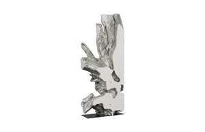 Phillips Collection Freeform Petrified Wood Floor Sculpture Silver Leaf Finish Organic Modern Tall Accent PH63351