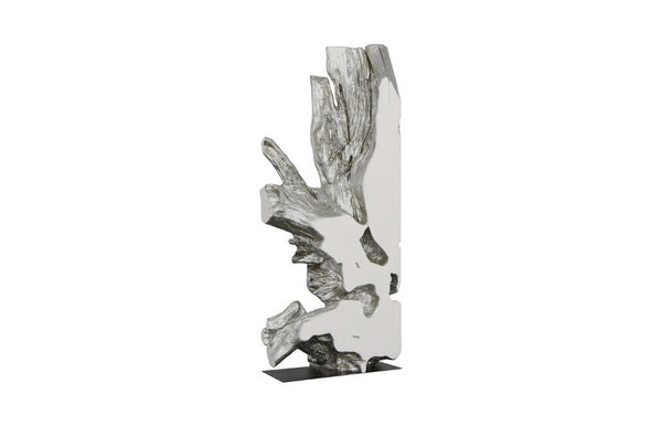 Phillips Collection Freeform Petrified Wood Floor Sculpture Silver Leaf Finish Organic Modern Tall Accent PH63351