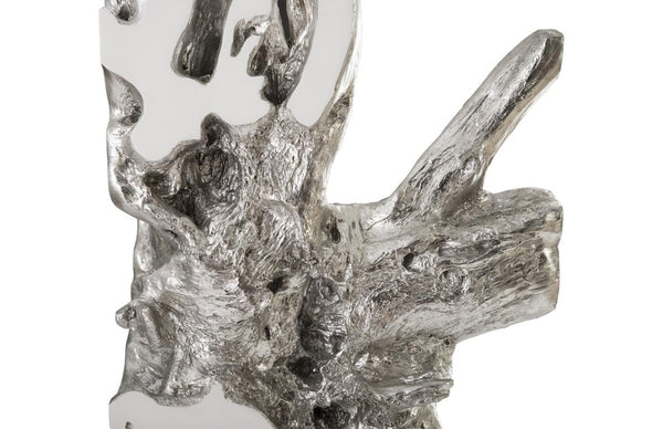Phillips Collection Freeform Petrified Wood Floor Sculpture Silver Leaf Finish Organic Modern Tall Accent PH63351