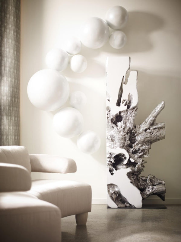 Phillips Collection Freeform Petrified Wood Floor Sculpture Silver Leaf Finish Organic Modern Tall Accent PH63351