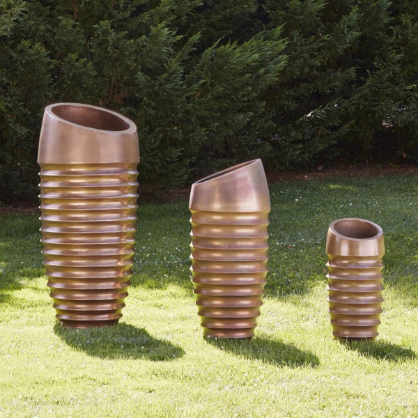 Phillips Collection Jp Tall Column Bronze Resin Composite Outdoor Planter Lightweight Concrete Look Design PH63677
