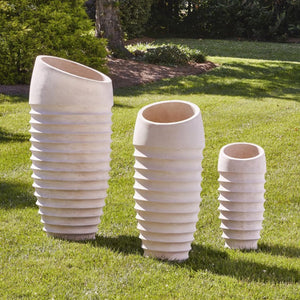Phillips Collection Jp Roman Stone Tall Column Resin Planter with Wavy Texture for Patio or Entryway PH63678