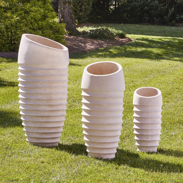 Phillips Collection Jp Roman Stone Tall Column Resin Planter with Wavy Texture for Patio or Entryway PH63678
