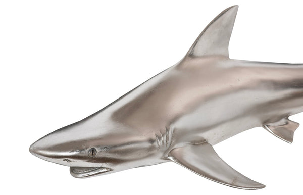 Phillips Collection Black Tip Reef Shark Wall Sculpture – Striking Silver Leaf Resin Art for Coastal or Modern Décor PH63680