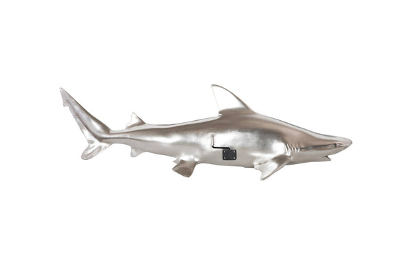 Phillips Collection Black Tip Reef Shark Wall Sculpture – Striking Silver Leaf Resin Art for Coastal or Modern Décor PH63680