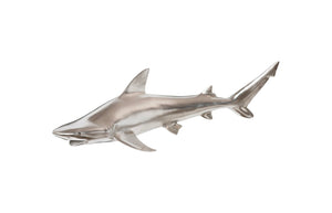 Phillips Collection Black Tip Reef Shark Wall Sculpture – Striking Silver Leaf Resin Art for Coastal or Modern Décor PH63680