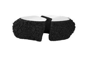 Phillips Collection Split Volcanic Stone and Chrome Coffee Table Sculptural Lava Rock Living Room Accent PH64150