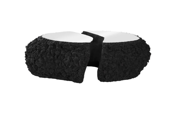 Phillips Collection Split Volcanic Stone and Chrome Coffee Table Sculptural Lava Rock Living Room Accent PH64150
