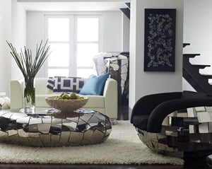 Phillips Collection Crazy Cut Geometric Faceted Coffee Table Sculptural Stainless Steel Living Room Centerpiece PH64155