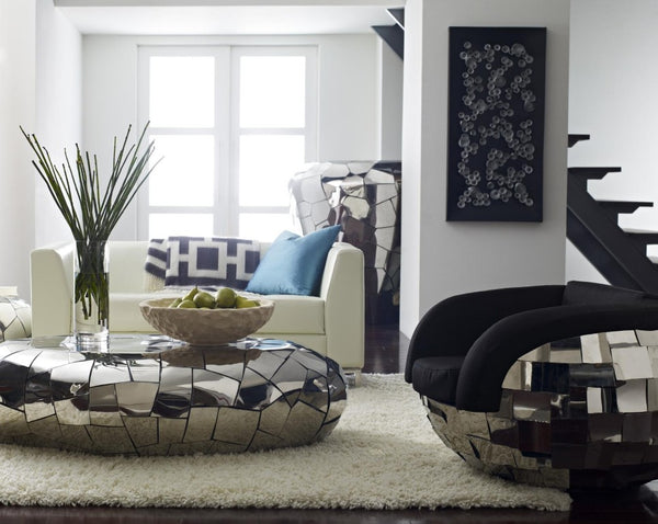 Phillips Collection Crazy Cut Geometric Faceted Coffee Table Sculptural Stainless Steel Living Room Centerpiece PH64155