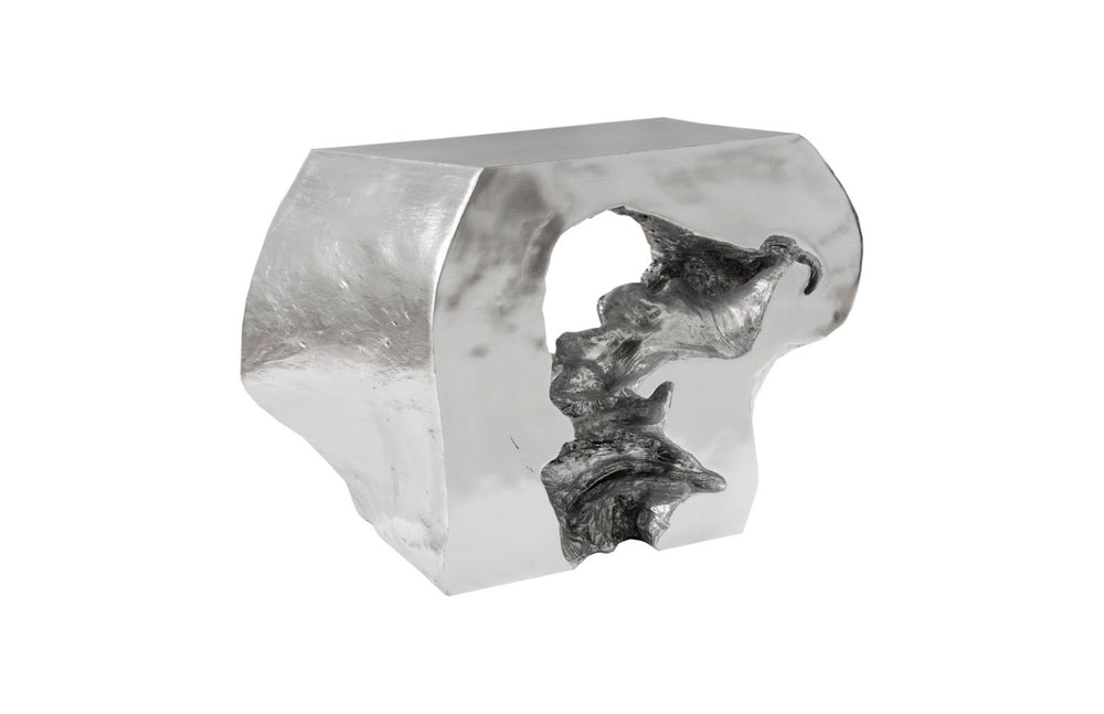 Phillips Collection Plateada Hollow Console - Modern Organic Design with Sculptural Silhouette for Entryway and Living Room Silver Leaf PH64208