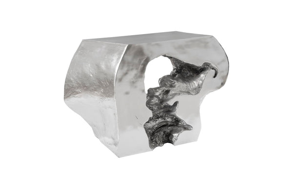 Phillips Collection Plateada Hollow Console - Modern Organic Design with Sculptural Silhouette for Entryway and Living Room Silver Leaf PH64208