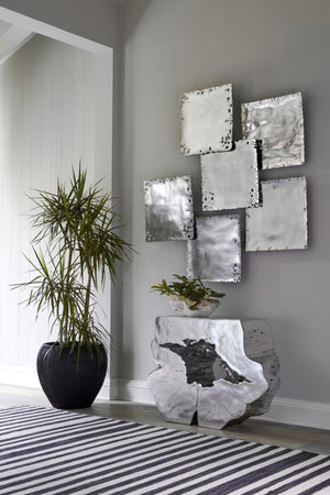 Phillips Collection Freedom Silver Leaf Cast Resin Console Table Sculptural Entryway Accent Piece PH64210