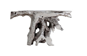 Phillips Collection Brivo Sculptural Tree Trunk Console Table Silver Leaf Resin Organic Entryway Accent PH64352