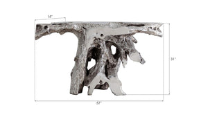 Phillips Collection Brivo Sculptural Tree Trunk Console Table Silver Leaf Resin Organic Entryway Accent PH64352