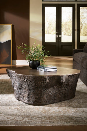 Phillips Collection Bark Coffee Table - Rustic Charm Meets Contemporary Design for Effortless Style in Any Space Bronze PH64354