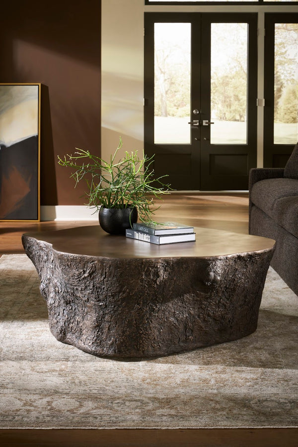 Phillips Collection Bark Coffee Table - Rustic Charm Meets Contemporary Design for Effortless Style in Any Space Bronze PH64354