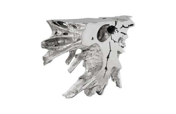 Phillips Collection Luxe Silver Leaf Tree Trunk Console Table Sculptural Organic Resin Entryway Piece PH64464