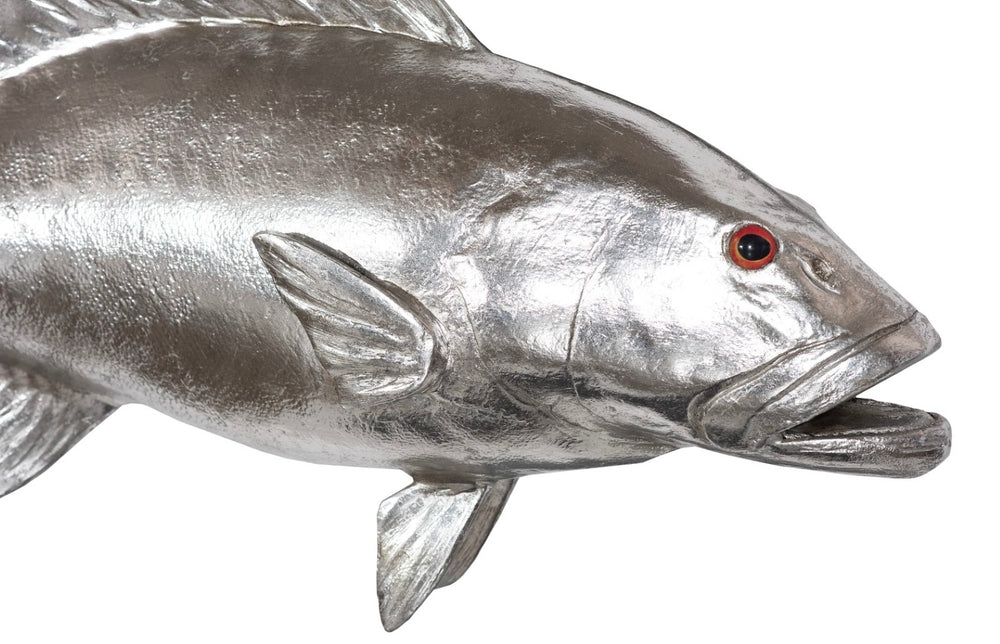 Phillips Collection Coral Trout Fish Wall Sculpture – Stunning Coastal Décor with Lifelike Detailing for Your Home Resin, Silver Leaf PH64543