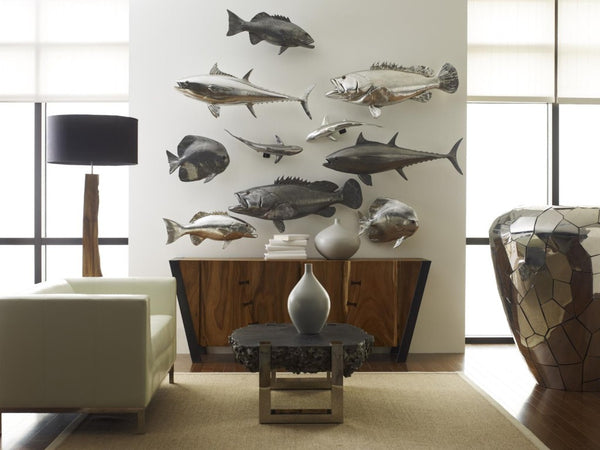 Phillips Collection Coral Trout Resin Wall Sculpture with Polished Aluminum Finish for Coastal Decor PH64544