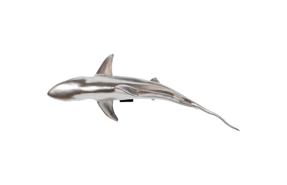Phillips Collection Whaler Shark Wall Sculpture in Silver Leaf Finish - Coastal Elegance for Indoor & Outdoor Decor PH64545