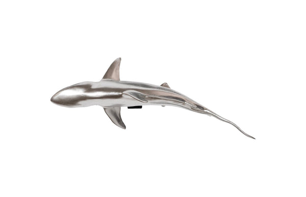 Phillips Collection Whaler Shark Wall Sculpture in Silver Leaf Finish - Coastal Elegance for Indoor & Outdoor Decor PH64545