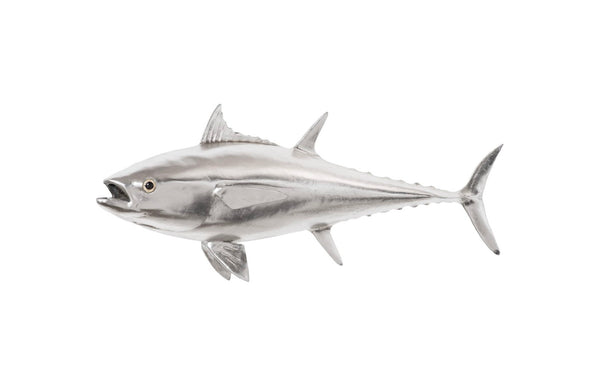Phillips Collection Bluefin Tuna Wall Sculpture – Stunning Coastal Decor for Modern Spaces, Perfect Statement Piece Resin, Silver Leaf PH64547