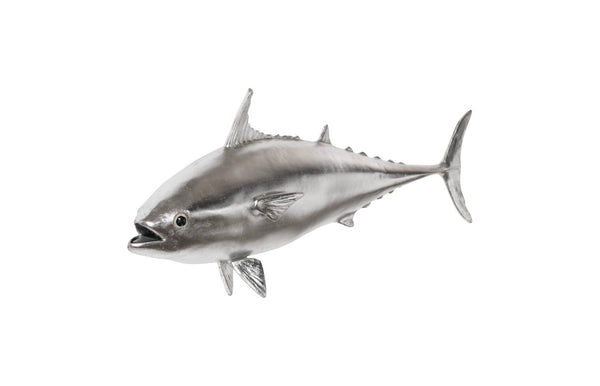 Phillips Collection Mackerel Fish Wall Sculpture – Elegant Aquatic Art for Modern Spaces, Perfect for Coastal Decor Resin, Silver Leaf PH64549