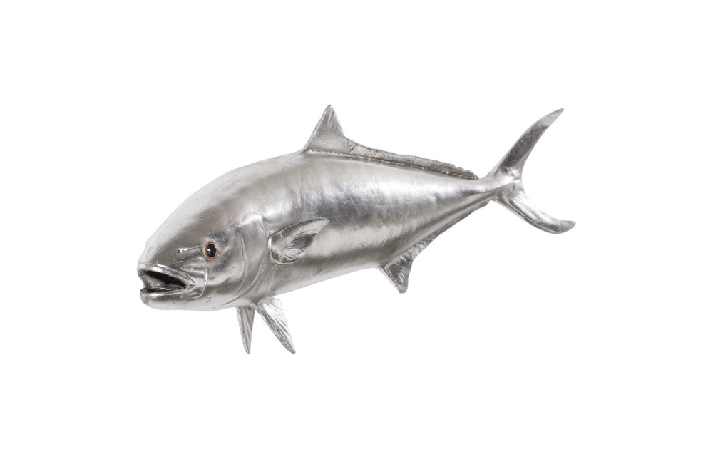 Phillips Collection Yellow Tailed King Fish Wall Sculpture - Coastal Elegance for Modern Home Decor & Nautical Themes Resin, Silver Leaf PH64551