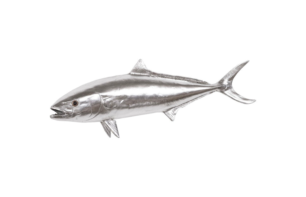 Phillips Collection Yellow Tailed King Fish Wall Sculpture - Coastal Elegance for Modern Home Decor & Nautical Themes Resin, Silver Leaf PH64551