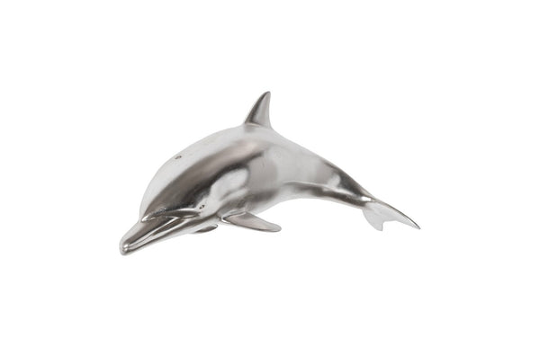Phillips Collection Dolphin, Dolphin Wall Sculpture - Elegant Aluminum Decor for Modern & Coastal Home Interiors, 32" Long Silver Leaf PH64553