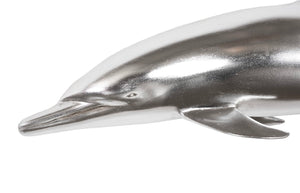 Phillips Collection Dolphin, Dolphin Wall Sculpture - Elegant Aluminum Decor for Modern & Coastal Home Interiors, 32" Long Silver Leaf PH64553