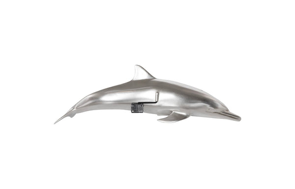 Phillips Collection Dolphin, Dolphin Wall Sculpture - Elegant Aluminum Decor for Modern & Coastal Home Interiors, 32" Long Silver Leaf PH64553